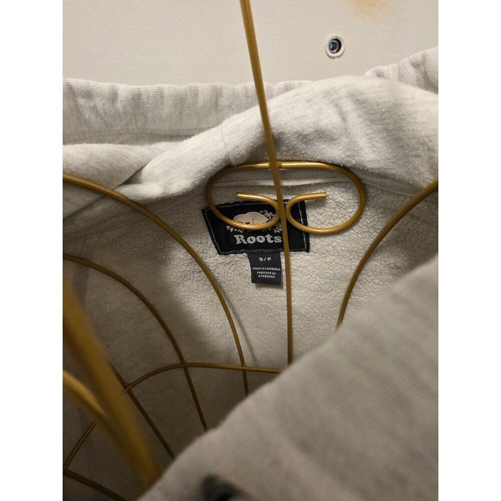 Roots Women's Hoodie Sweatshirt Light Gray Small Drawstring - Picture 4 of 16